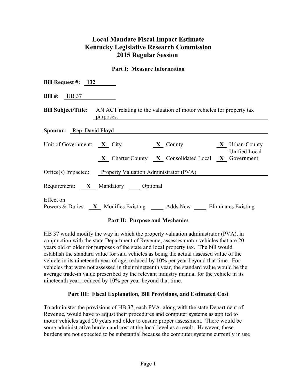 Commonwealth of Kentucky s105