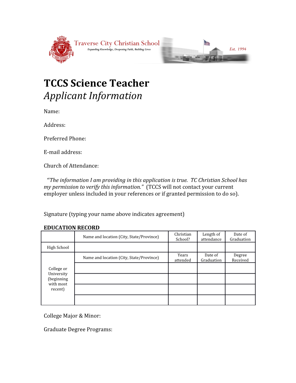 TCCS Science Teacher