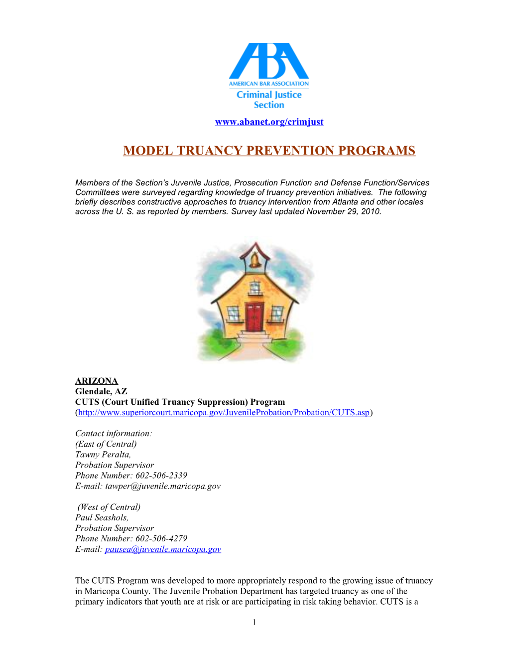 Model Truancy Prevention Programs Page 1