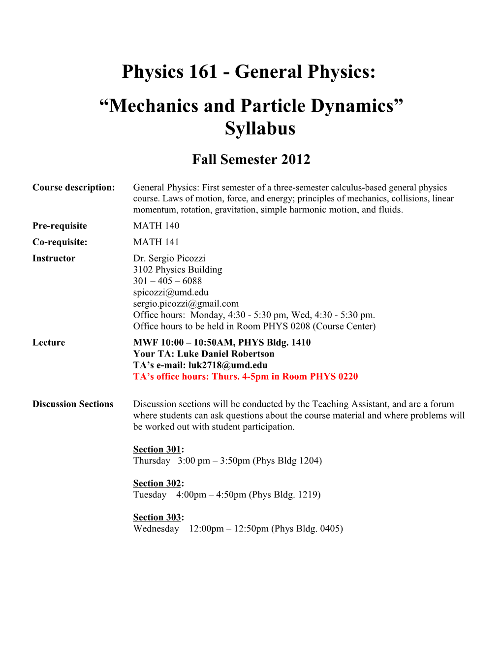 Physics 141 - Principles of Physics