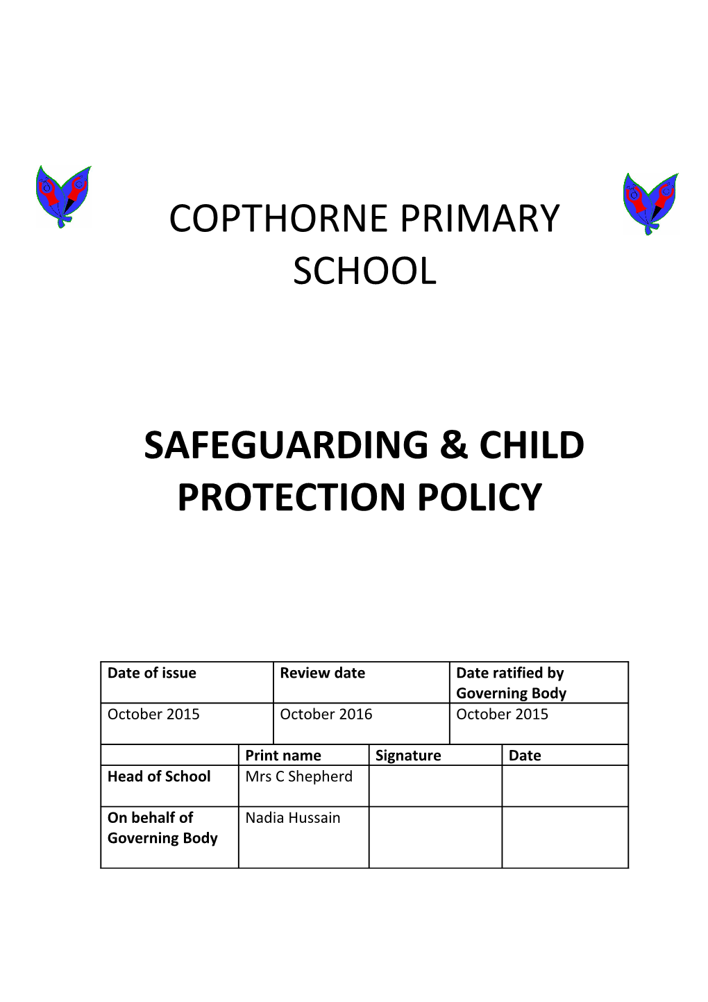 Child Protection Or Safeguarding Policy