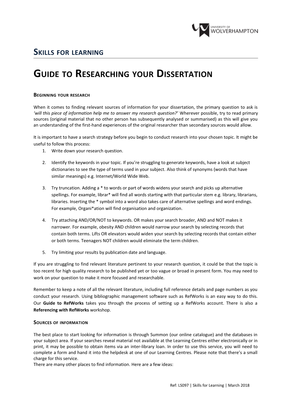 Guide to Researching Your Dissertation