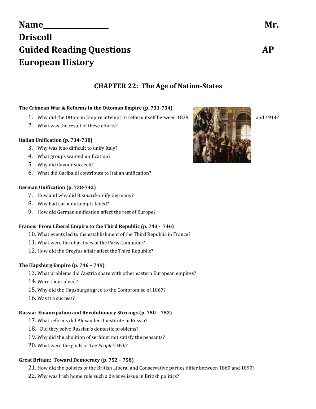 Guided Reading Questions AP European History