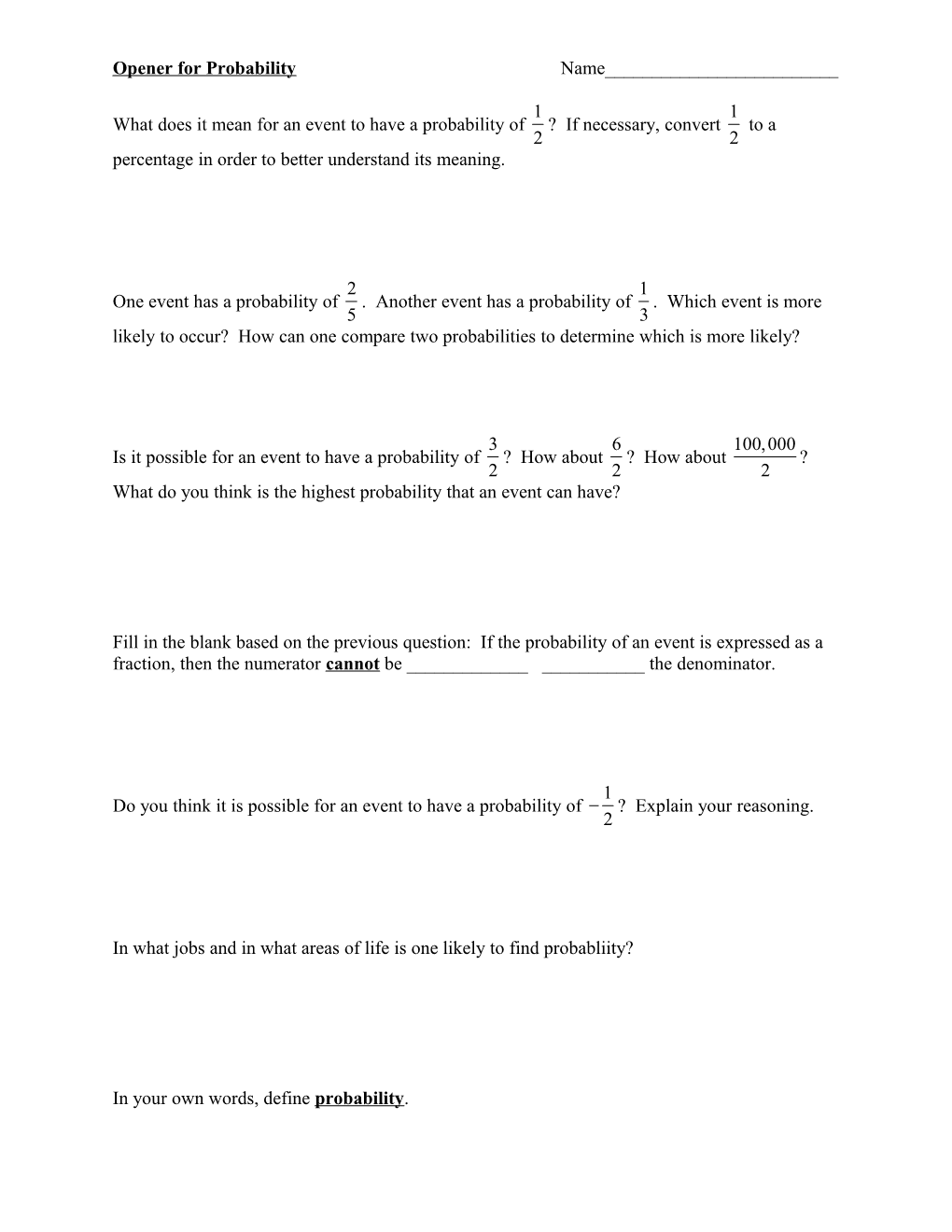 Notes on Simple Probability