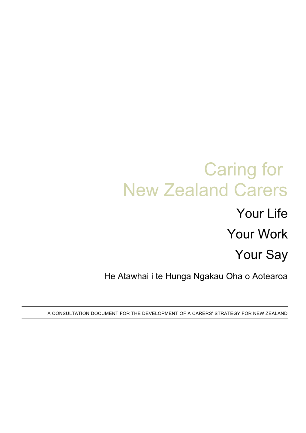 Caring for New Zealand Carers
