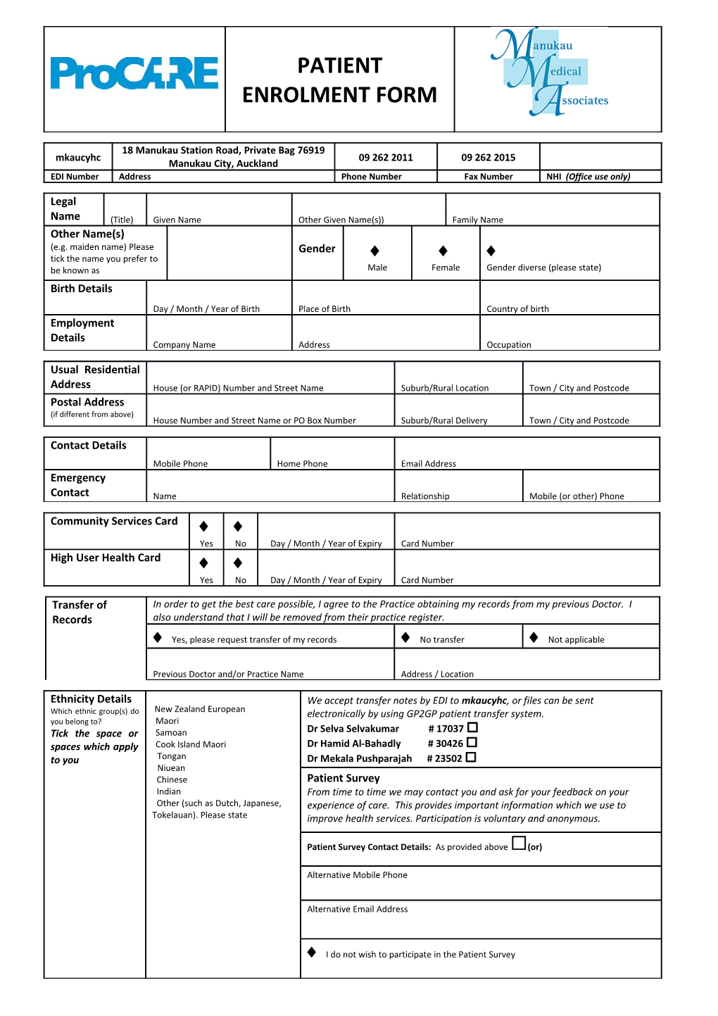 Primary Health Services Provider Enrolment Form Last Updated 20 July 2016