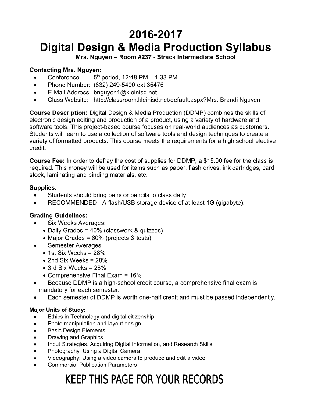 2006-2007 Desktop Publishing Syllabus