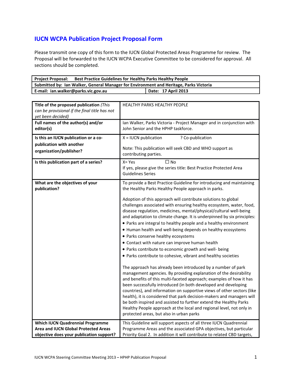 IUCN WCPA Publication Project Proposal Form