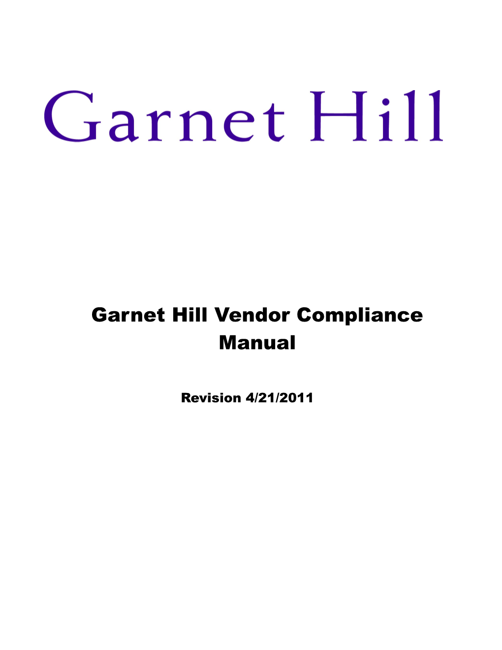 Acknowledgment Of Vendor Compliance Manual Revision 4