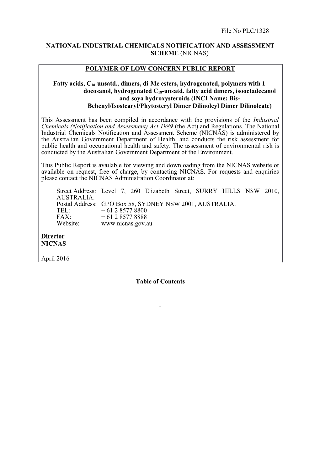 National Industrial Chemicals Notification and Assessment Scheme (Nicnas) s8