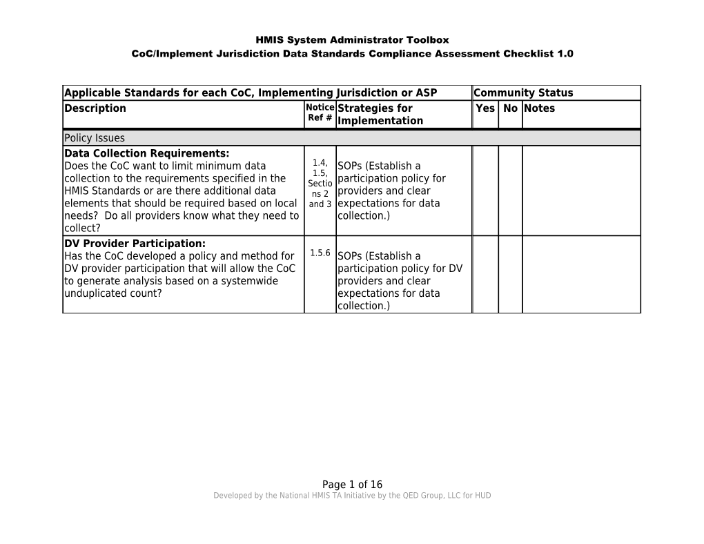 Data Standards Compliance Checklist