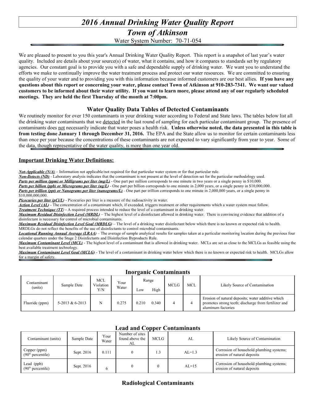 Consumer Confidence Report (CCR) Template