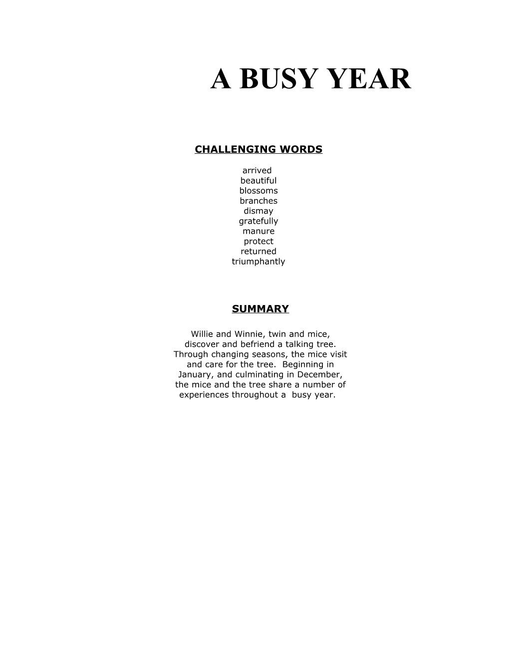 Book Title: a Busy Year