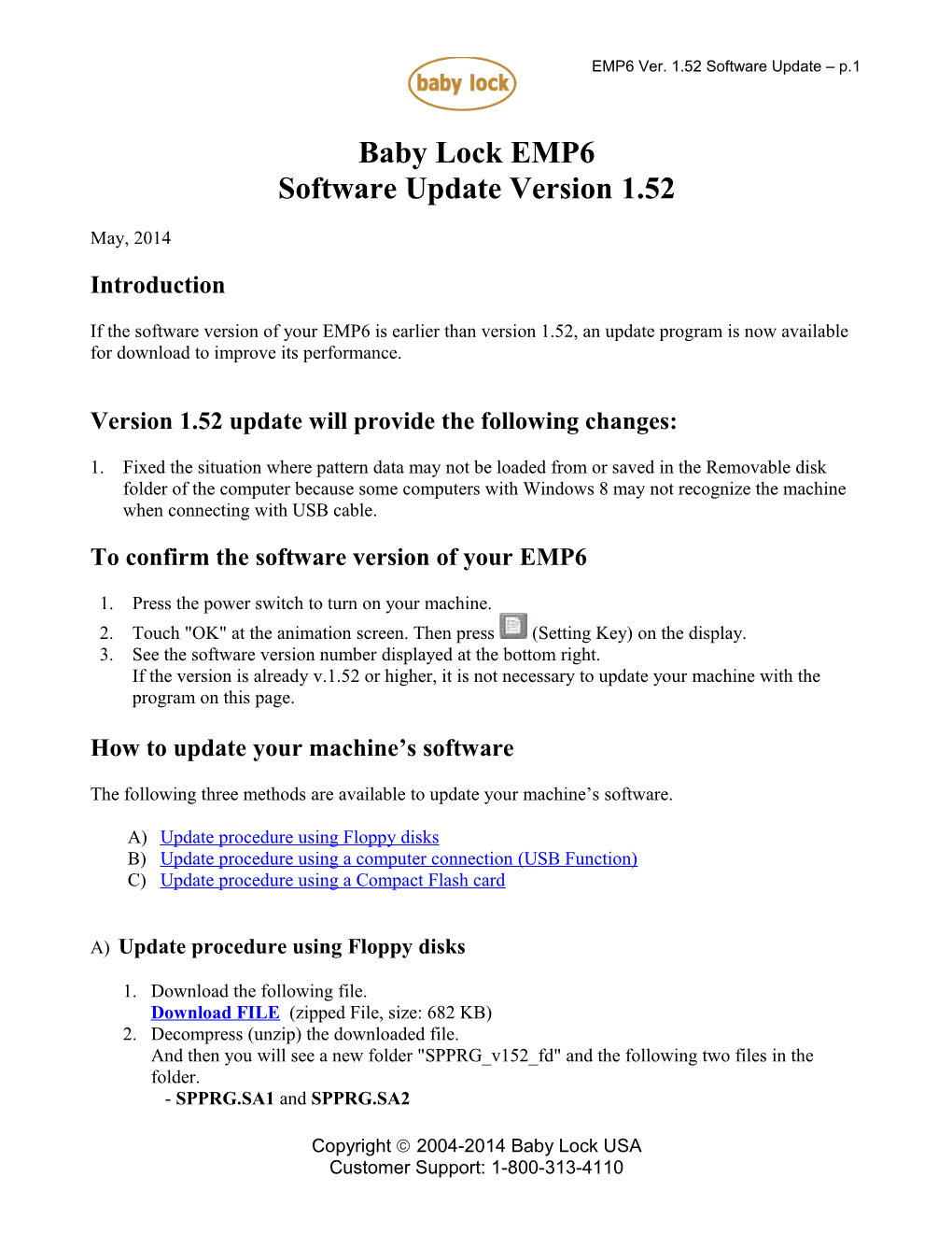 EMP6 Software Update Version 1.52