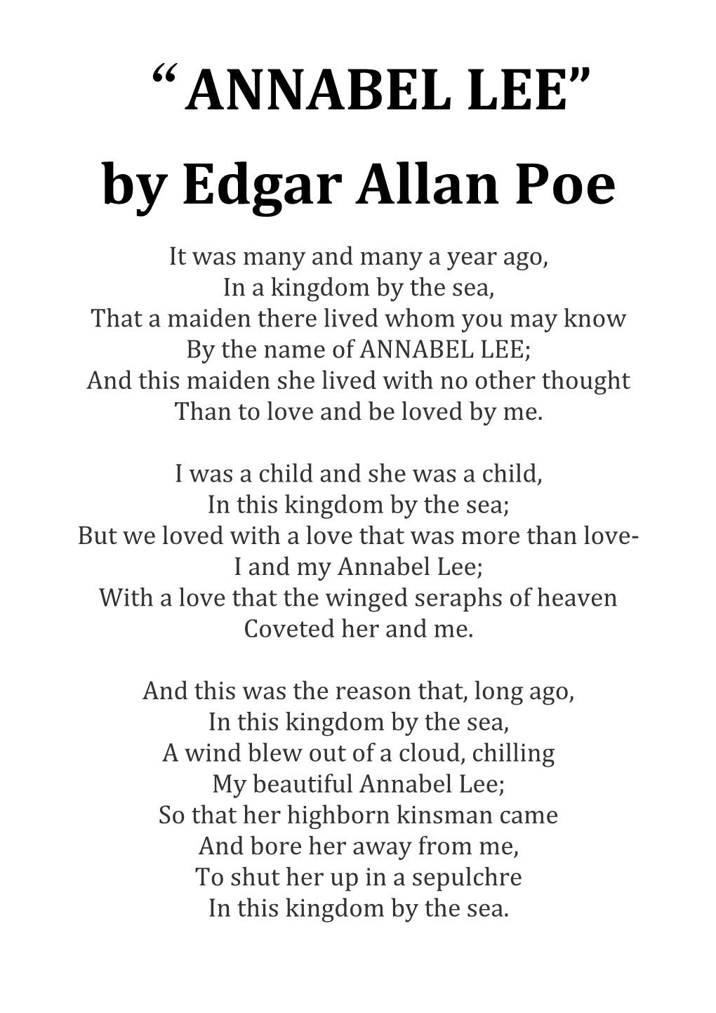 By Edgar Allan Poe