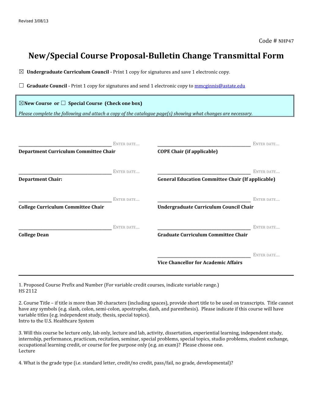 New/Special Course Proposal-Bulletin Change Transmittal Form s1