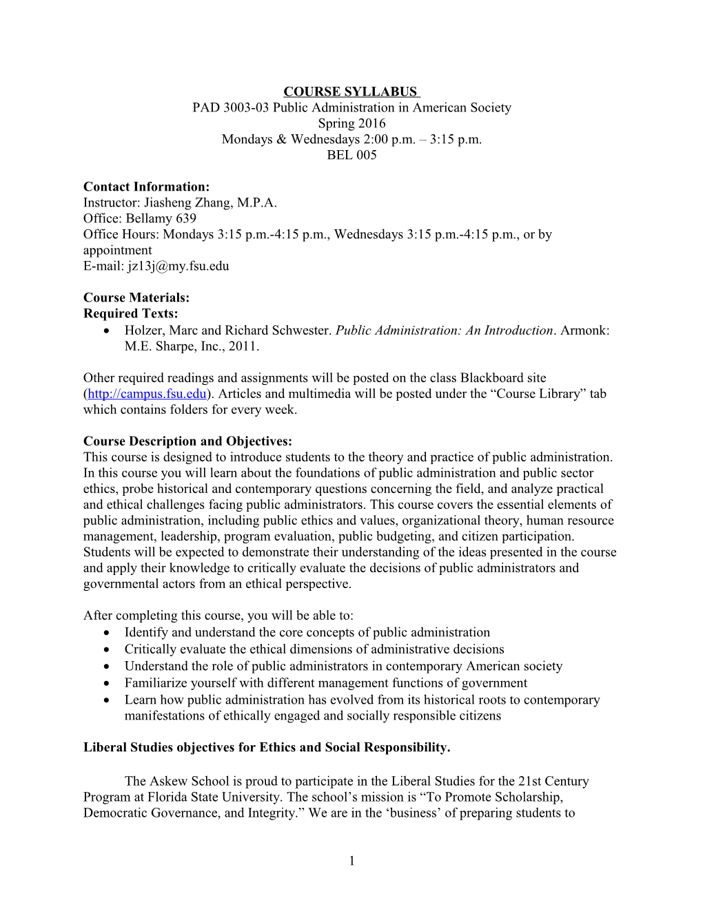 PAD 3003-03 Public Administration in American Society