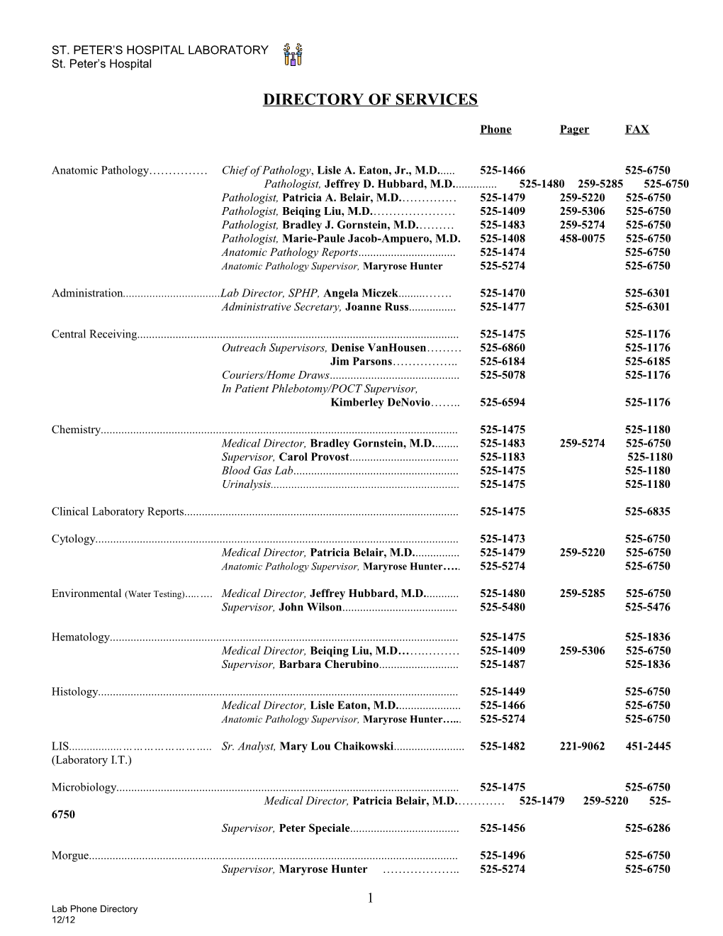 St. Peter S Hospital Laboratory s1