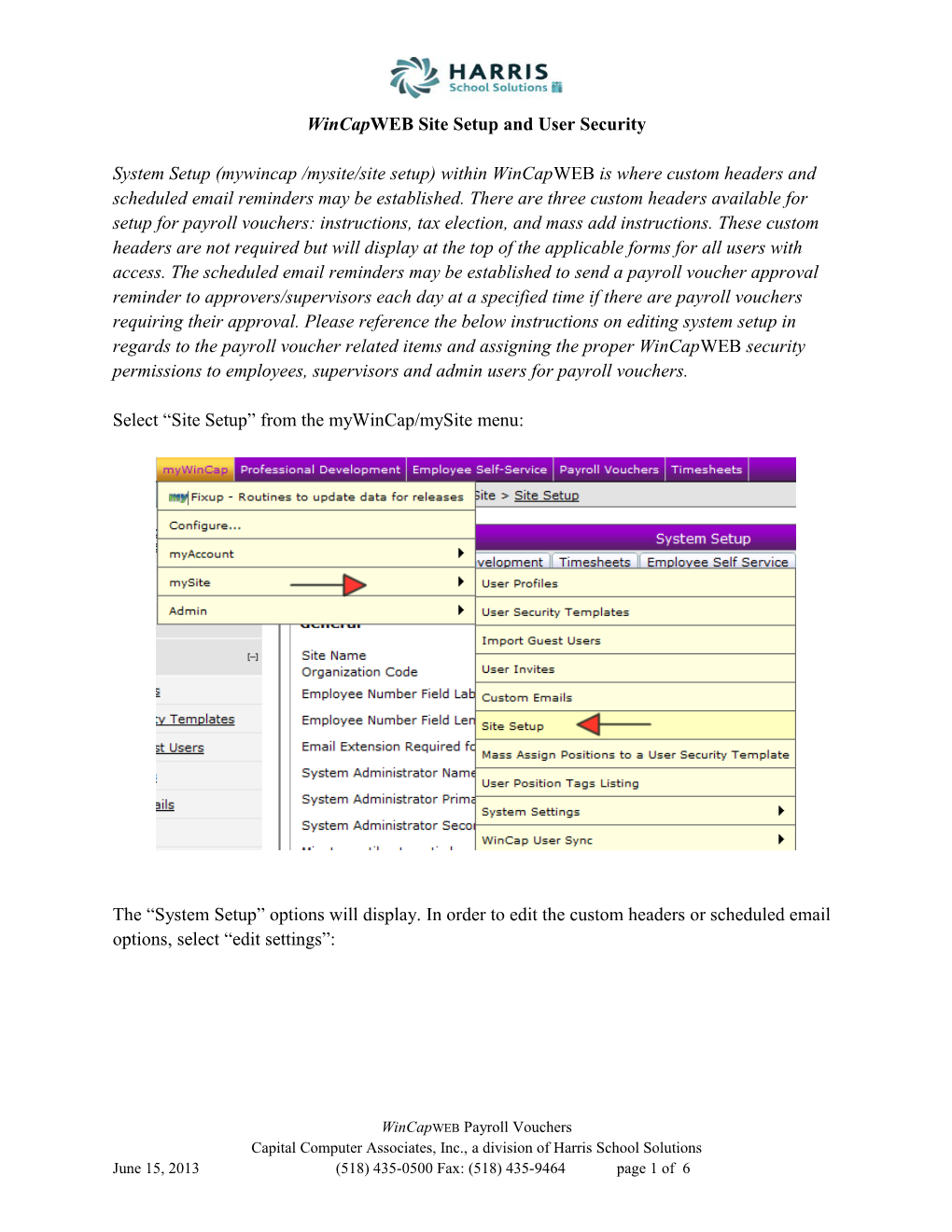 Wincapweb Site Setup and User Security