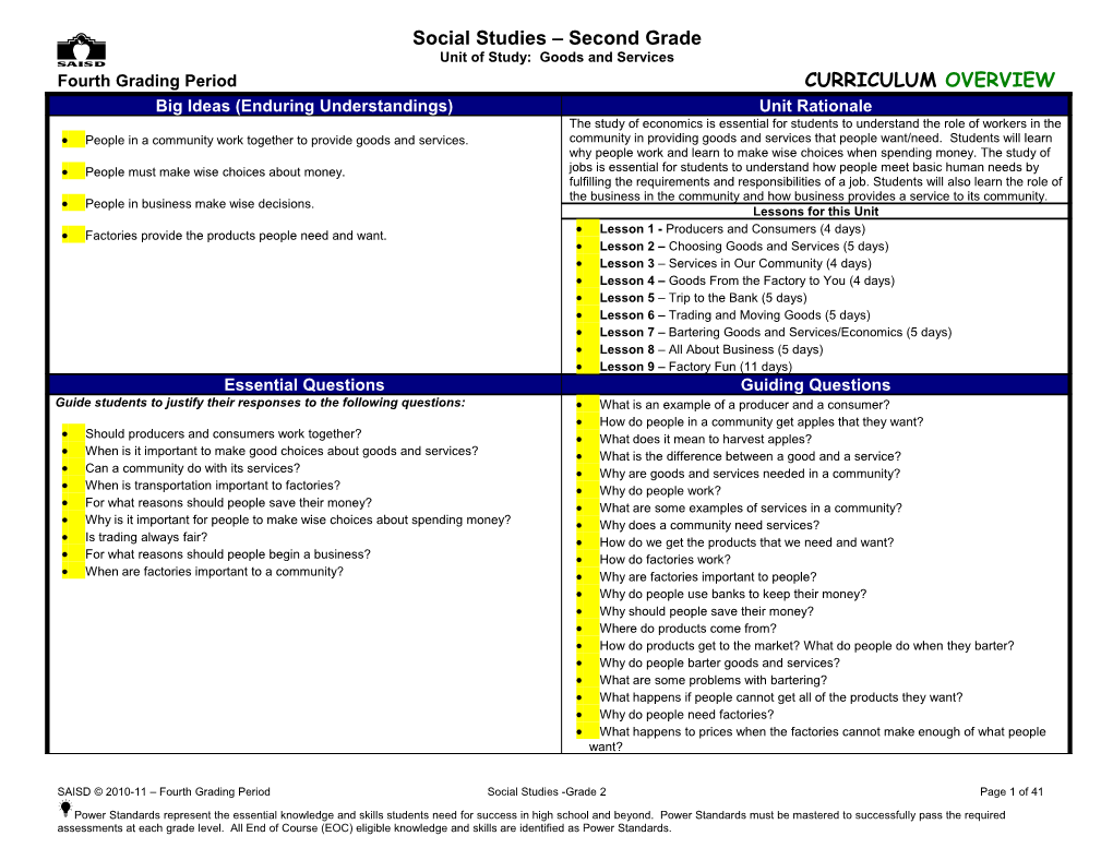 Social Studies First Grade s2