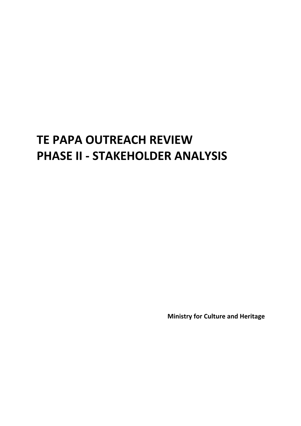 Te Papa Outreach Review Stakeholder Analysis