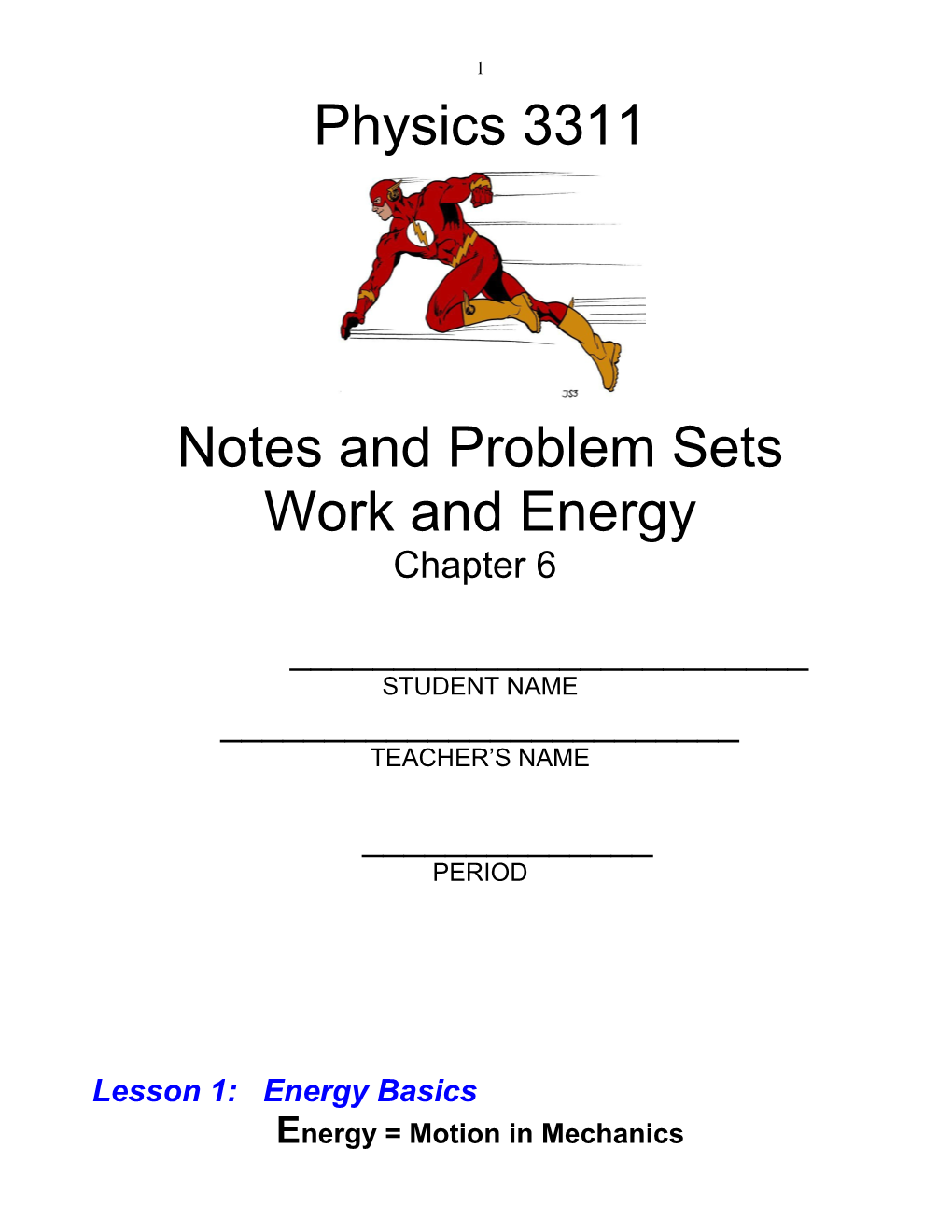 Notes and Problem Sets s1