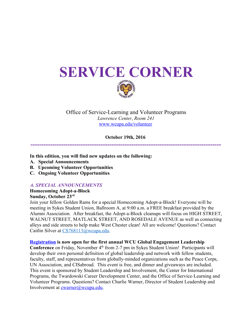 Office of Service-Learning and Volunteer Programs s1
