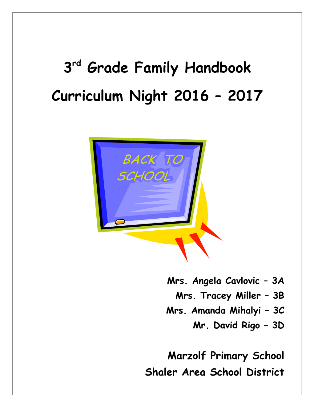 3Rd Grade Family Handbook