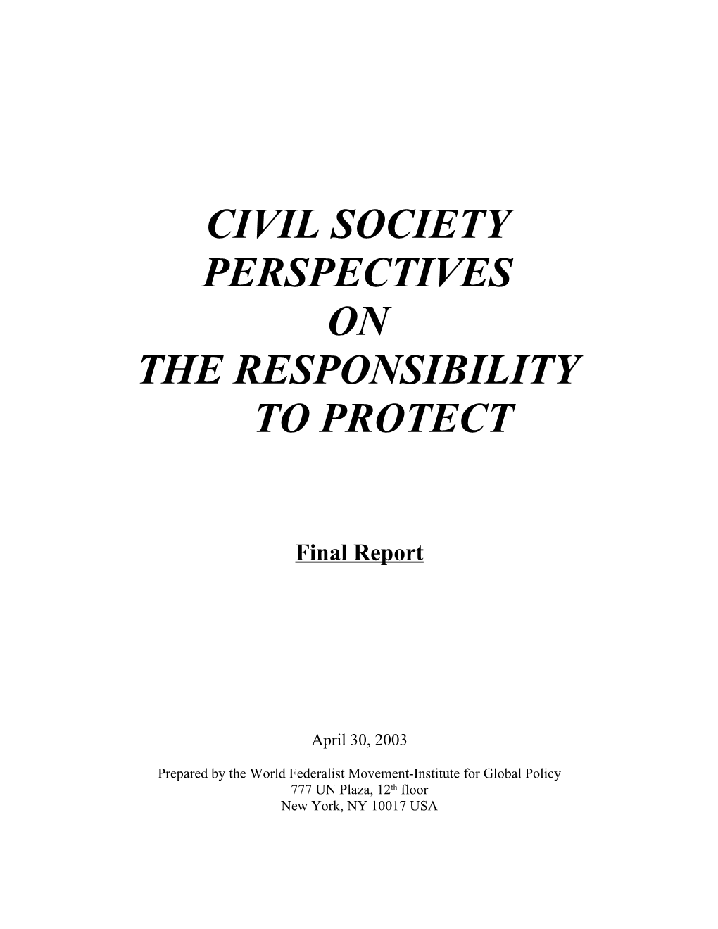 Civil Society Perspectives