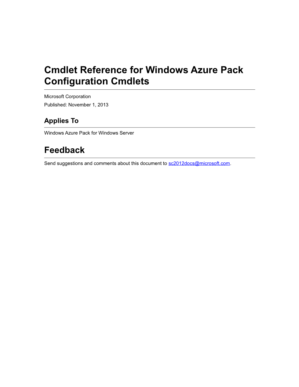 Cmdlet Reference for Windows Azure Pack Configuration Cmdlets
