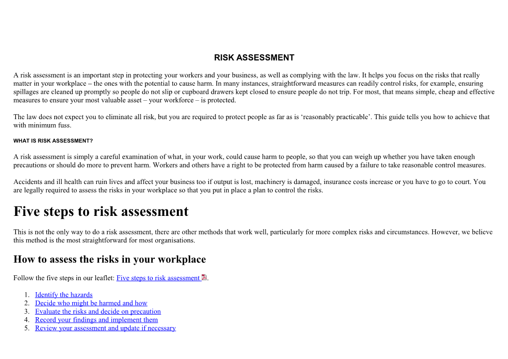 Risk Assessment And Policy Template