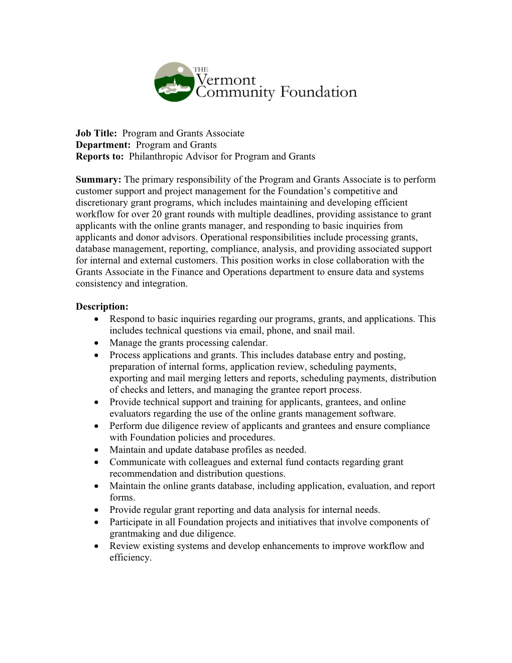 The Vermont Community Foundation