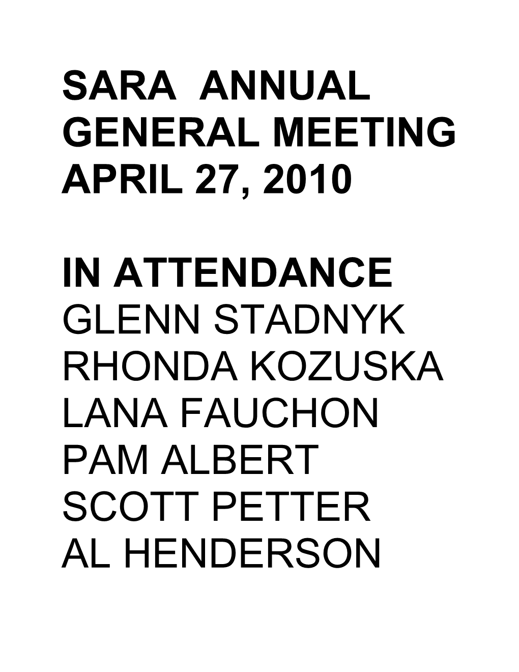 Sara Annual General Meeting