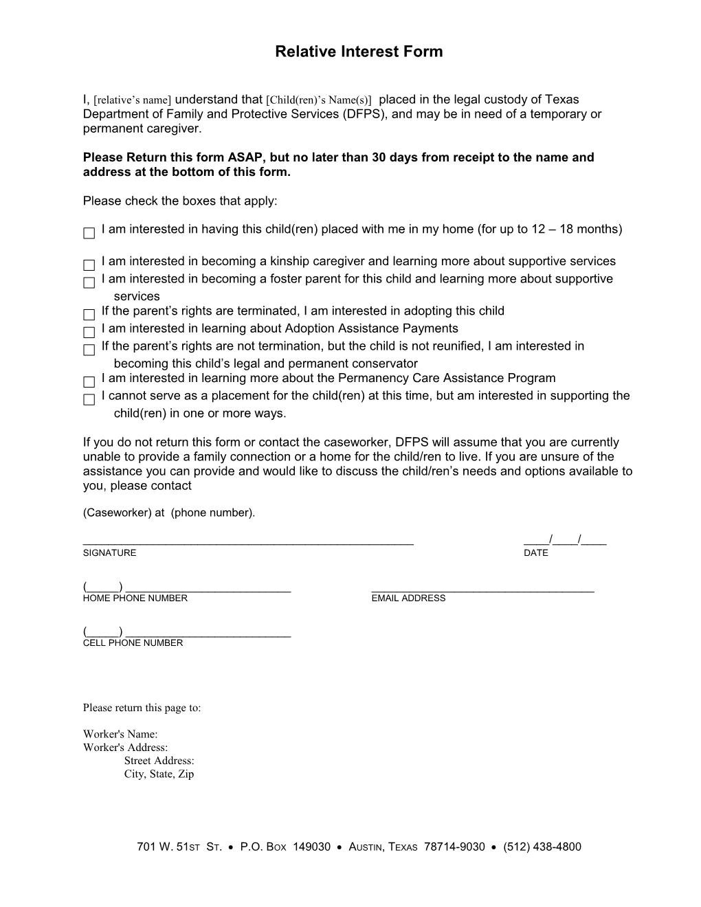 Relative Interest Form