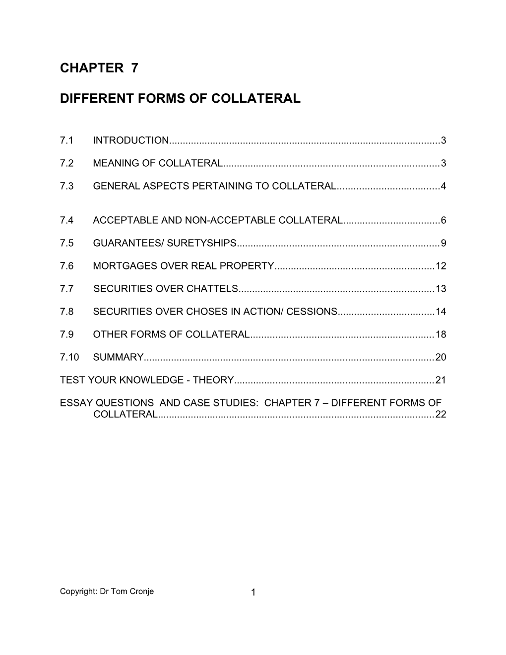 Different Forms of Collateral