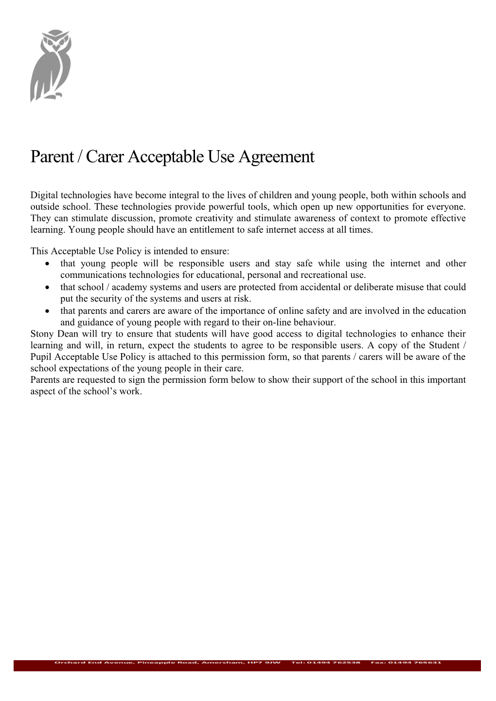 Parent / Carer Acceptable Use Agreement