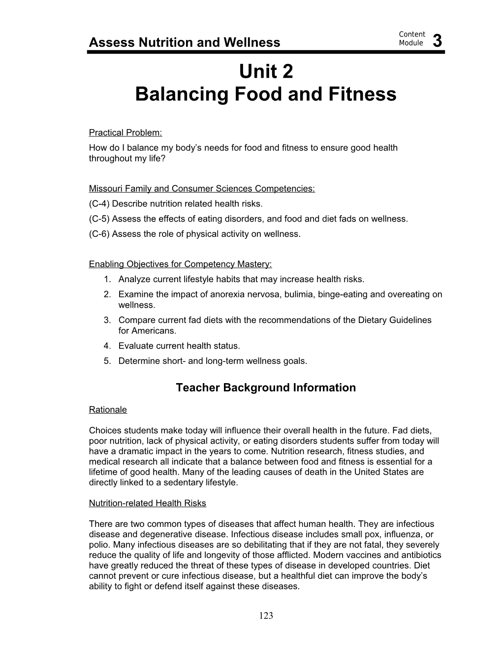 Assess Nutrition and Wellness 3