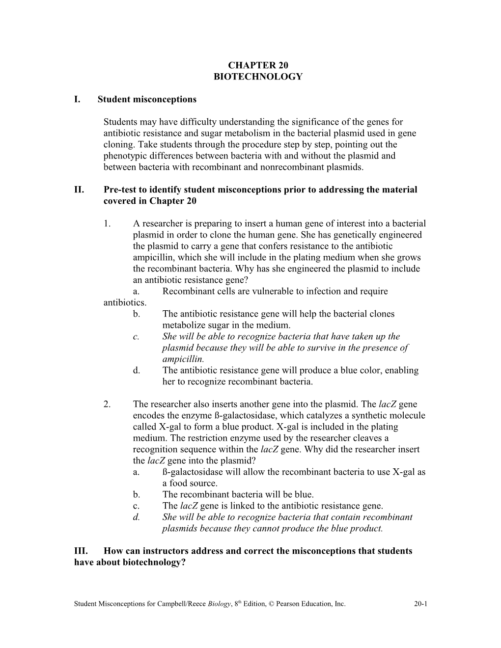 I.Student Misconceptions