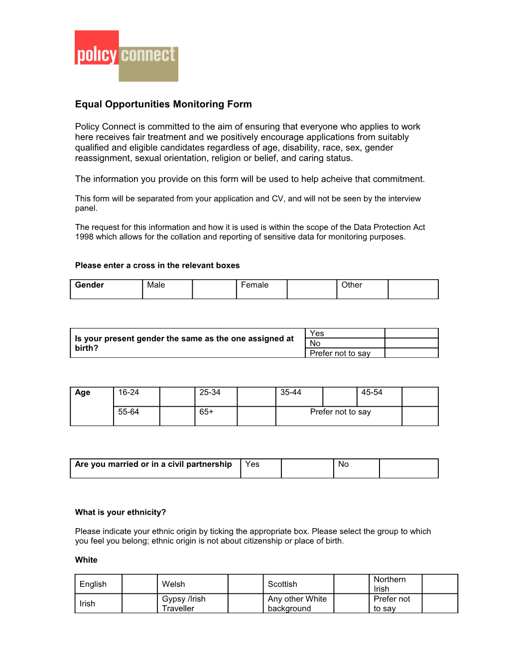 Equal Opportunities Monitoring Form s4