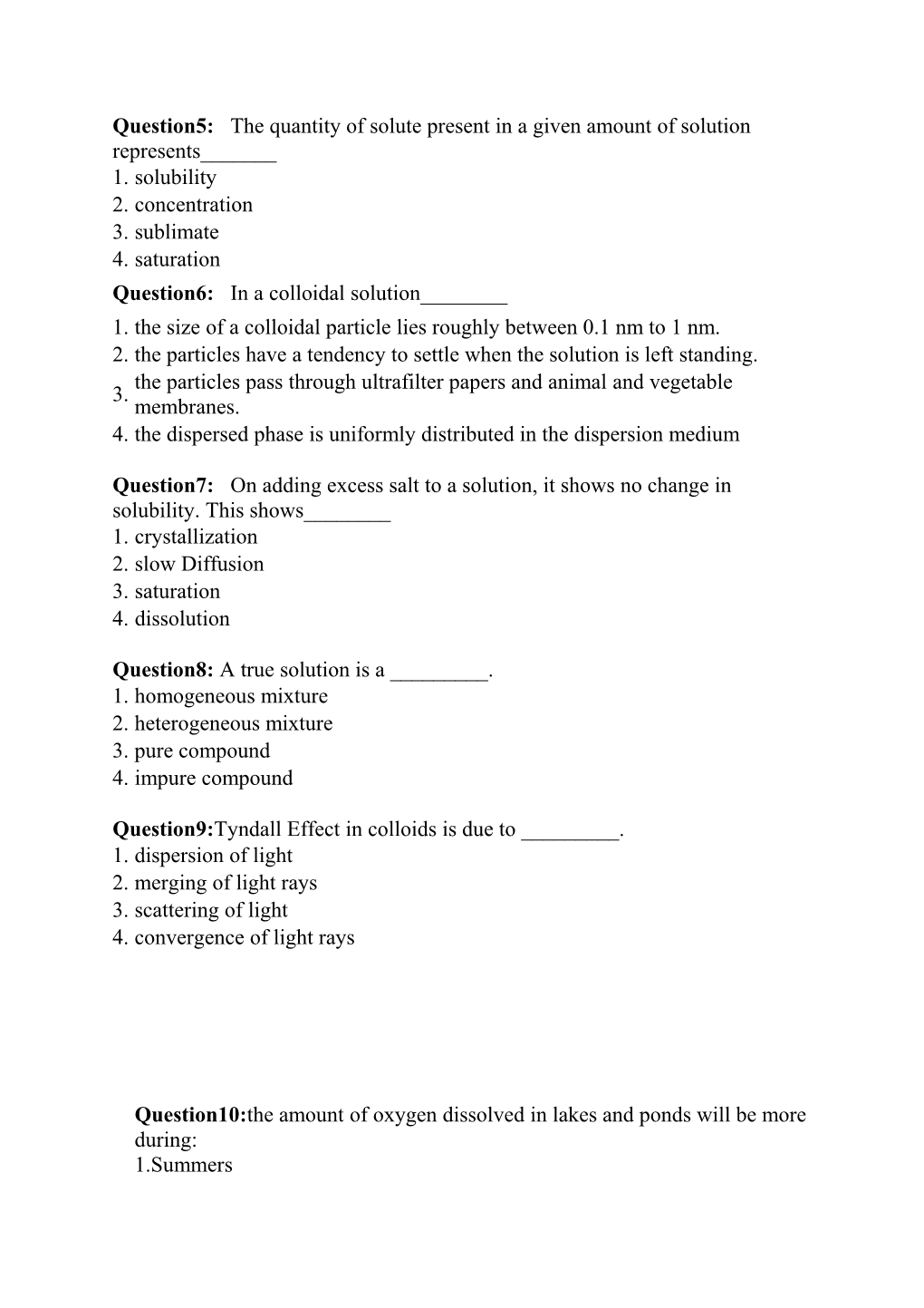 Worksheet On Pure Substances,Mixtures,Solution ,Suspension,Colloids