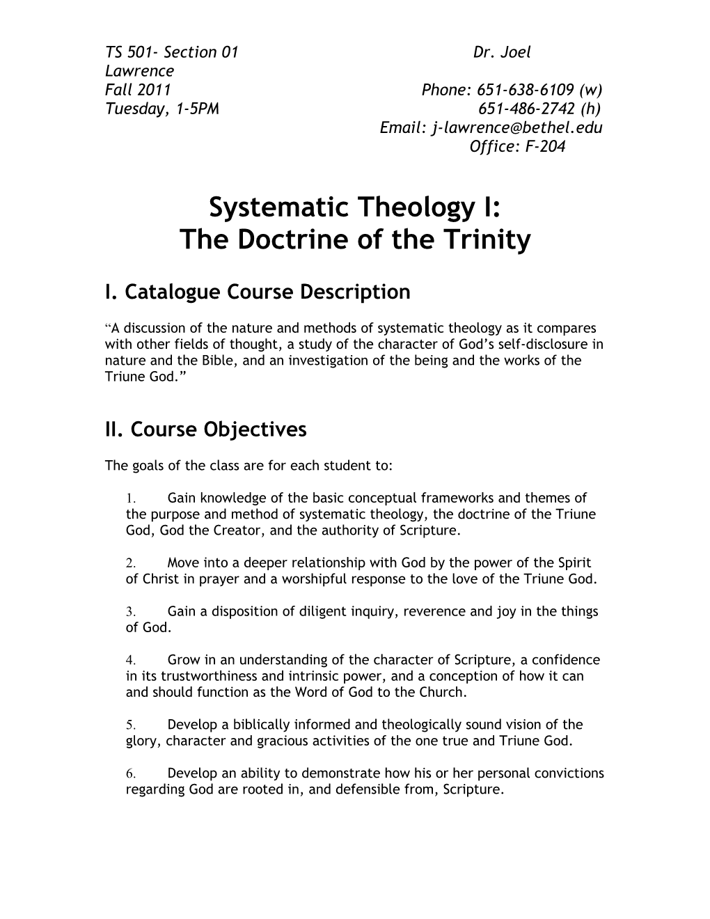 The Doctrine of the Trinity