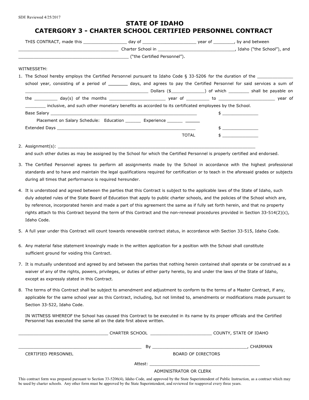 Catergory 3 - Charter Schoolcertified Personnel Contract