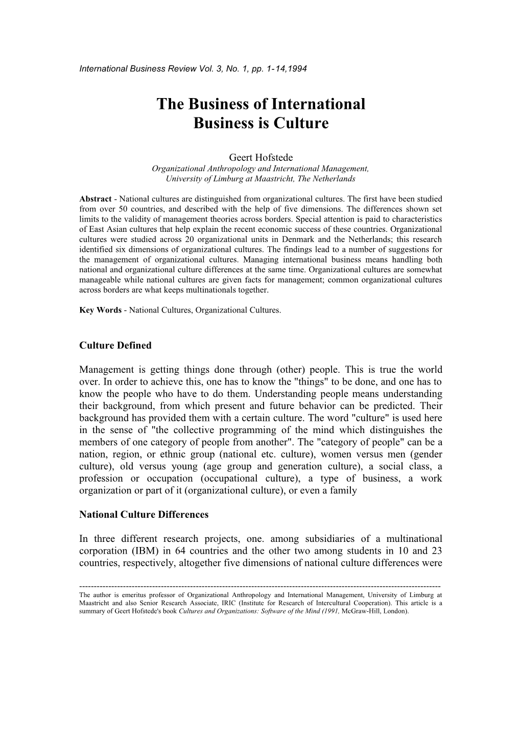 International Business Review Vol