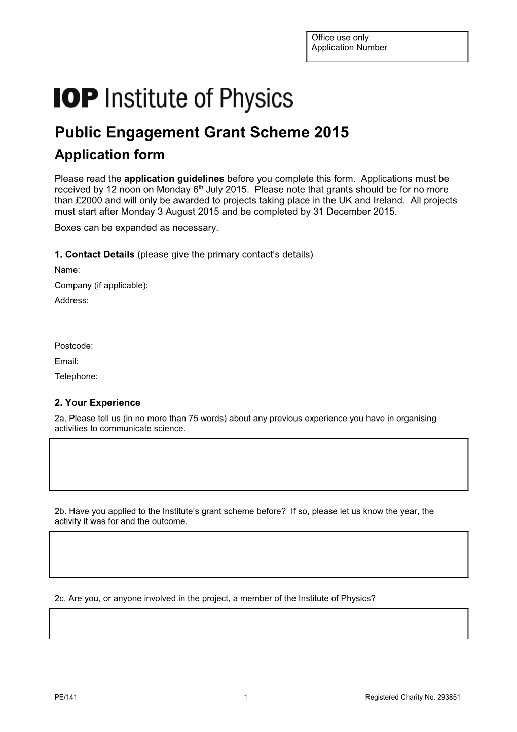 Public Engagement Grant Scheme 2015