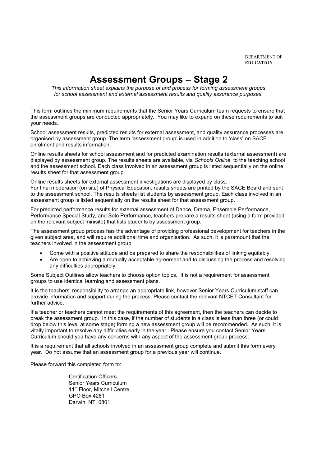 Assessment Group Stage 2