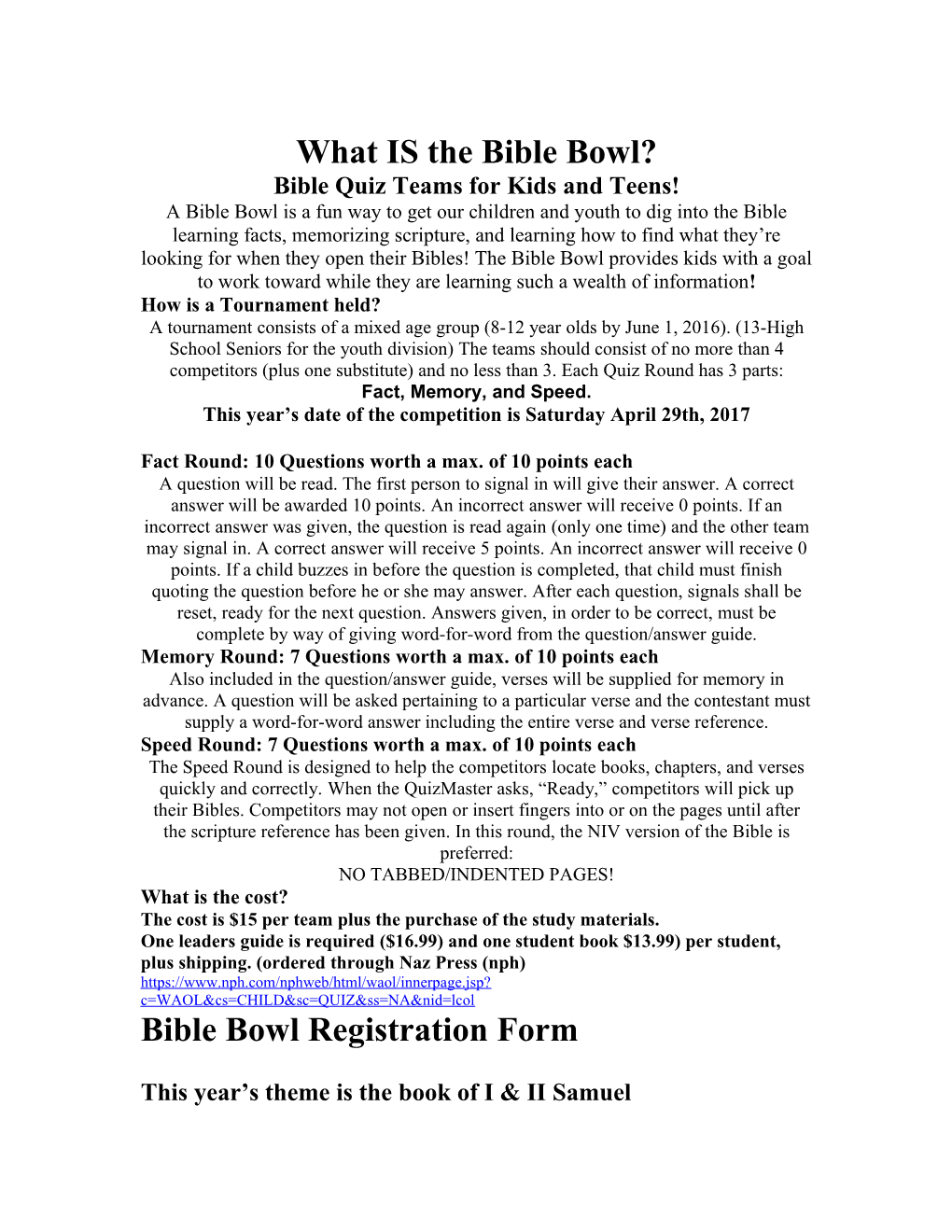 What IS the Bible Bowl?