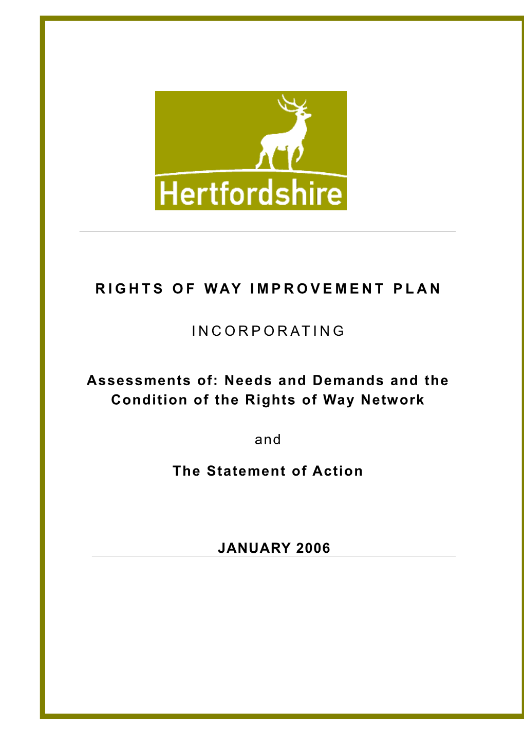 RIGHTS of WAY IMPROVEMENT Plan