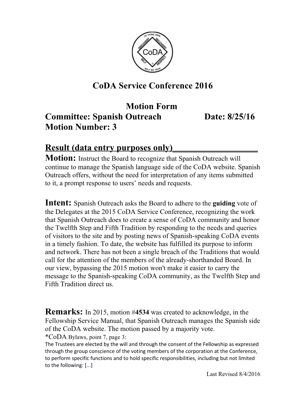 Committee: Spanish Outreach Date: 8/25/16