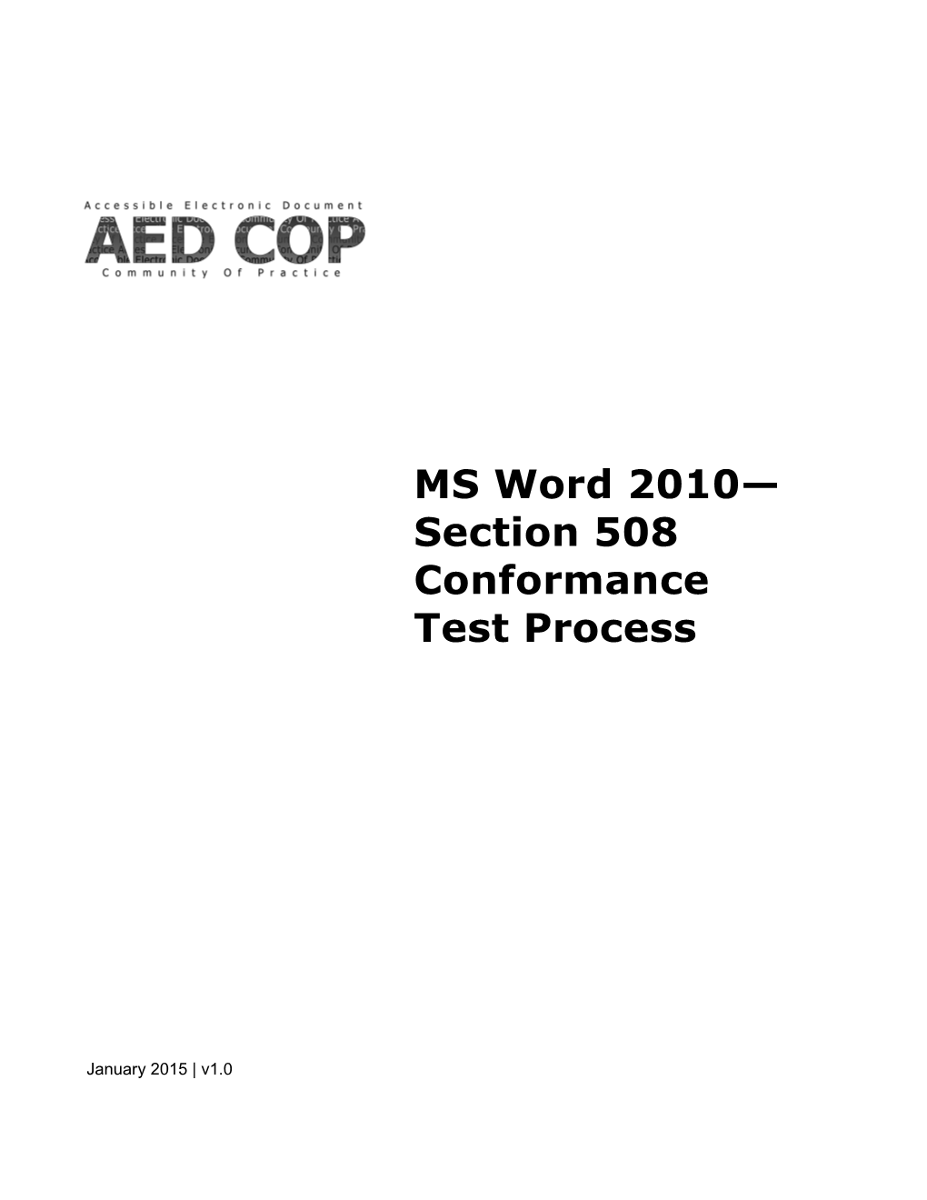 MS Word 2010 Section 508 Conformance Test Process