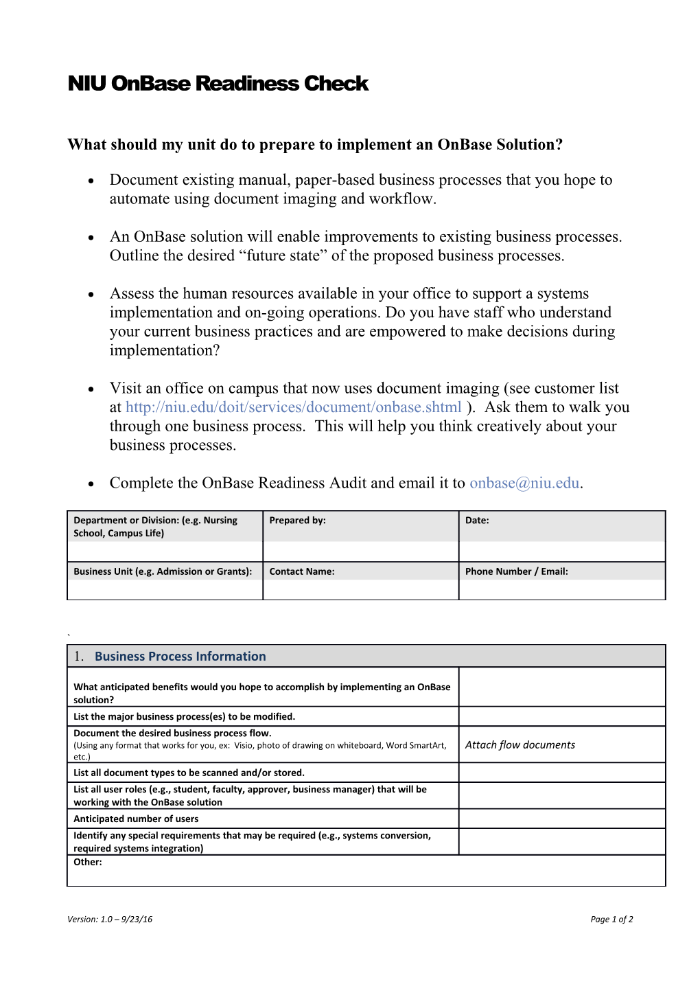 What Should My Unit Do to Prepare to Implement an Onbase Solution?